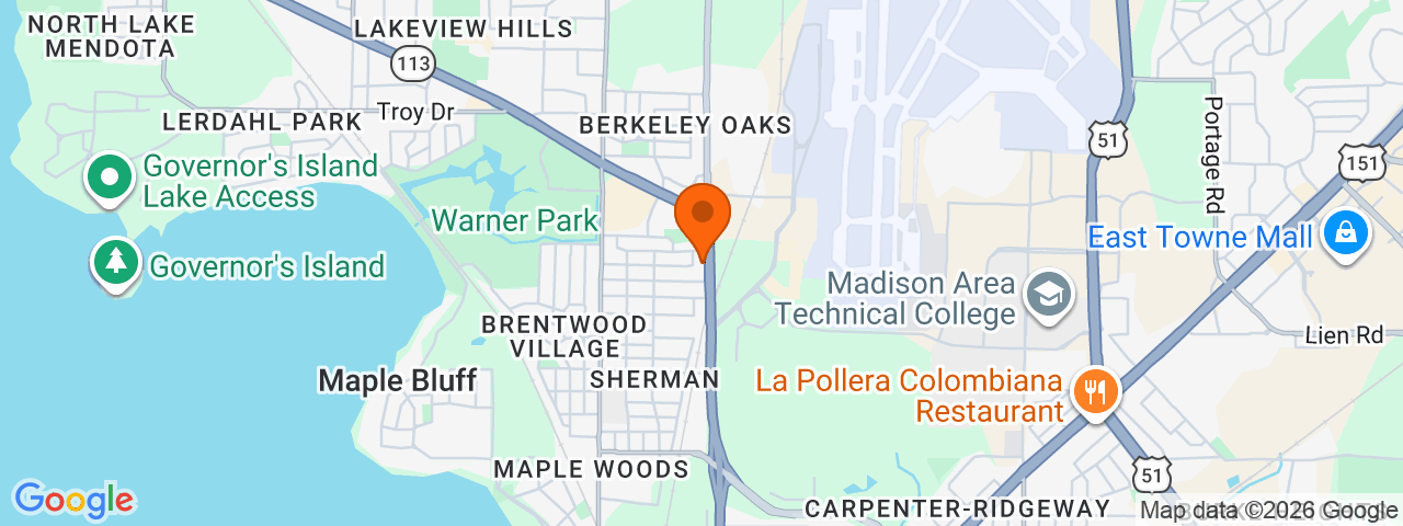 Map preview for Madison Dane County Regional Airport